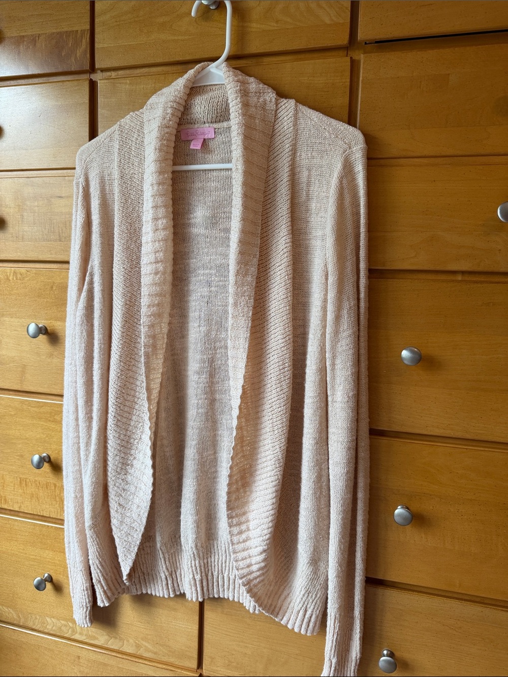 Lilly Pulitzer Cozy Lightweight Open Cardigan Light Beige Large EUC